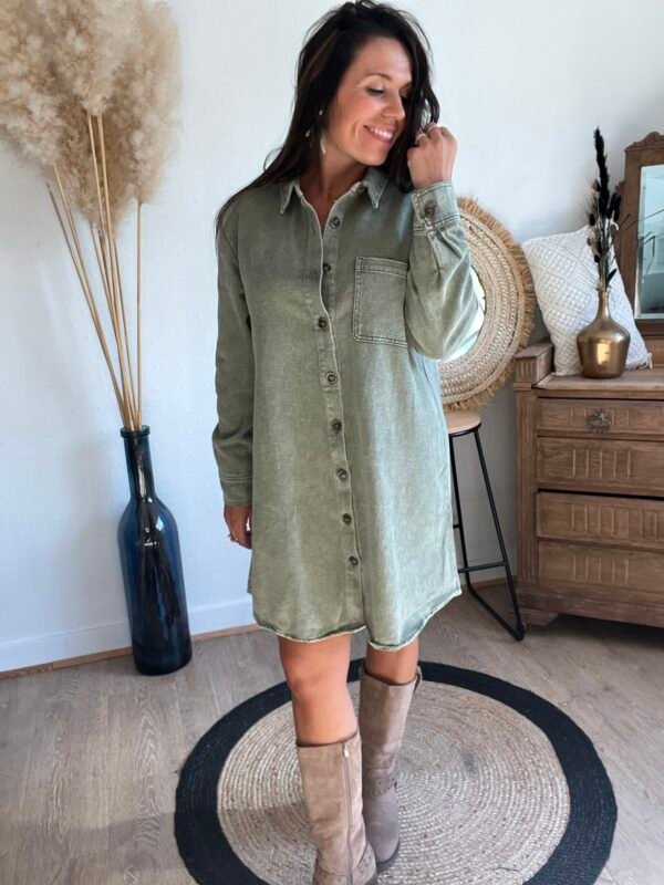 ROBE CHEMISE DENIM KAKI
