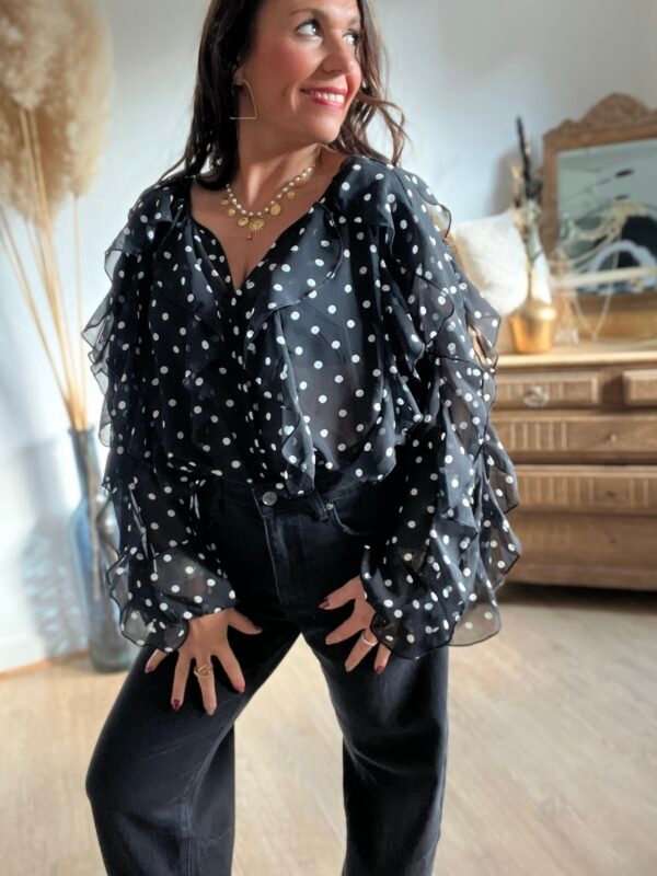 BLOUSE VOILAGE NOIR A POIS BLOUSE VOILAGE NOIR A POIS