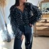 BLOUSE VOILAGE NOIR A POIS BLOUSE VOILAGE NOIR A POIS