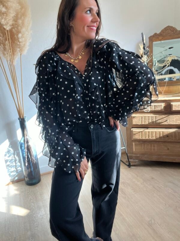 BLOUSE VOILAGE NOIR A POIS BLOUSE VOILAGE NOIR A POIS