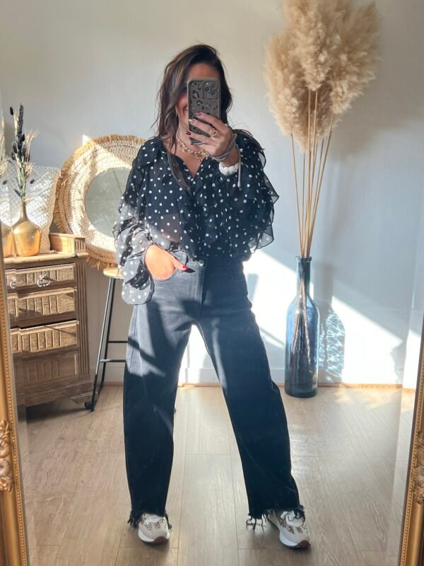 BLOUSE VOILAGE NOIR A POIS BLOUSE VOILAGE NOIR A POIS