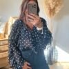 BLOUSE VOILAGE NOIR A POIS BLOUSE VOILAGE NOIR A POIS