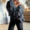BLOUSE VOILAGE NOIR A POIS BLOUSE VOILAGE NOIR A POIS