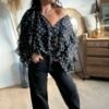 BLOUSE VOILAGE NOIR A POIS BLOUSE VOILAGE NOIR A POIS
