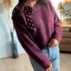 pull bordeaux noeud à pois
