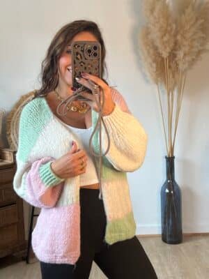 Gilet vert et rose clair  - Modèle Georgia