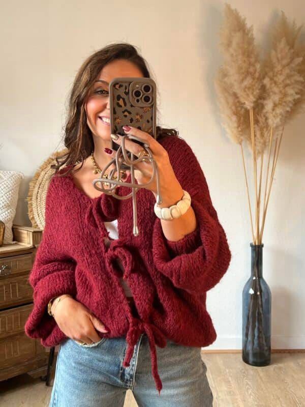 pull a lacets bordeaux Pull à lacets bordeaux - Modèle Carolina