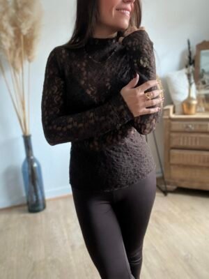 Sous pull dentelle marron