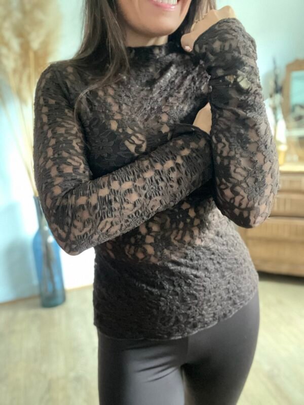 Sous pull dentelle marron