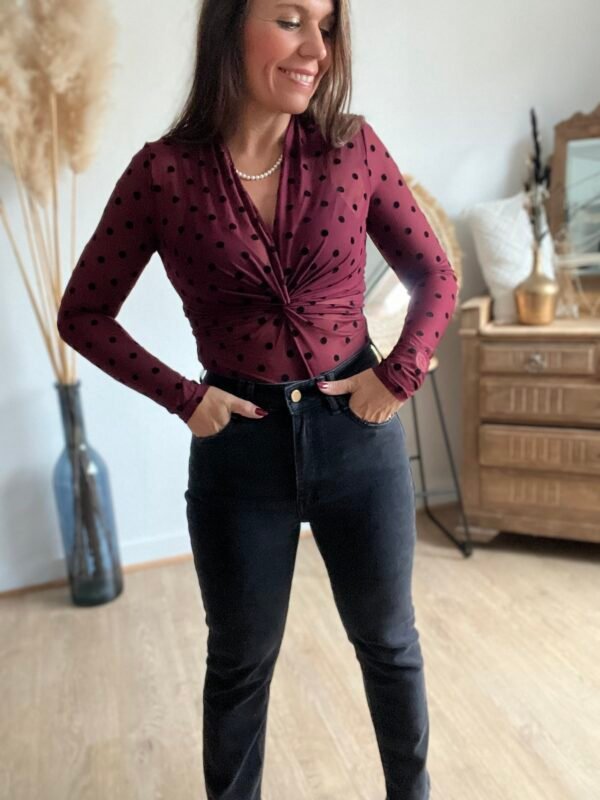 Body bordeaux à pois noirs en tulle Body bordeaux à pois noirs en tulle