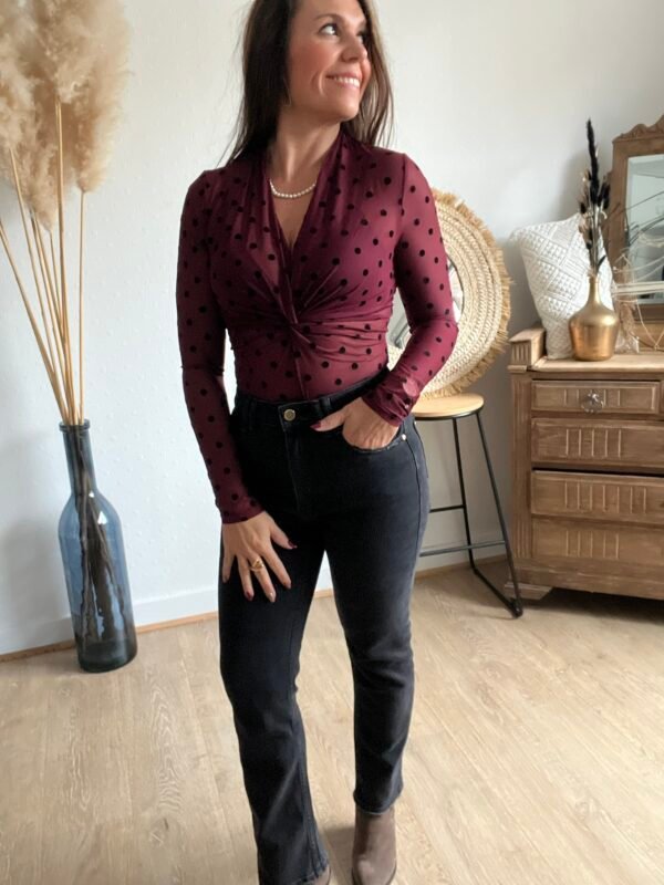 Body bordeaux à pois noirs en tulle Body bordeaux à pois noirs en tulle