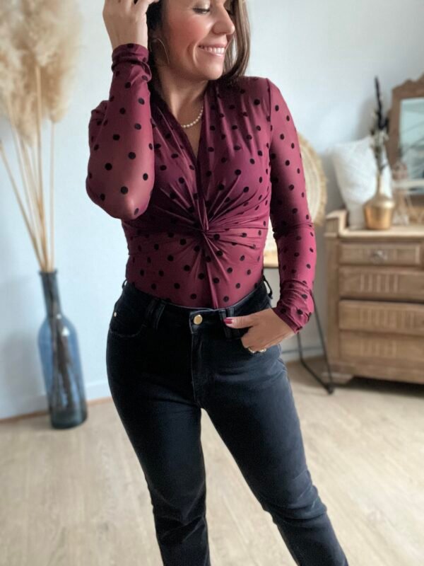 Body bordeaux à pois noirs en tulle Body bordeaux à pois noirs en tulle