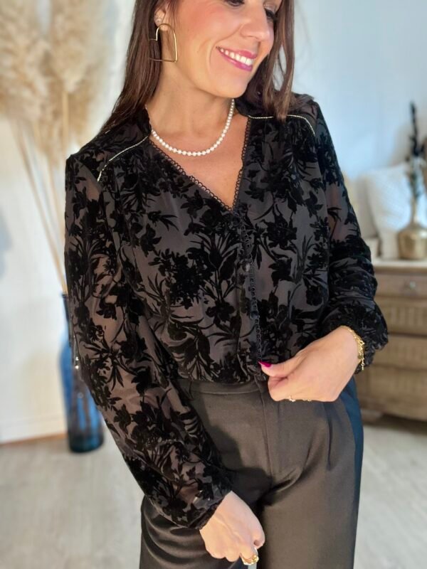 Blouse noire transparente et velours Blouse noire transparente et velours