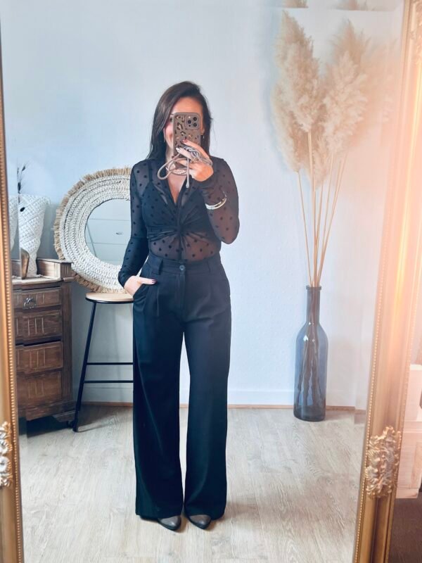 Body à pois en tulle noire Body à pois en tulle noire