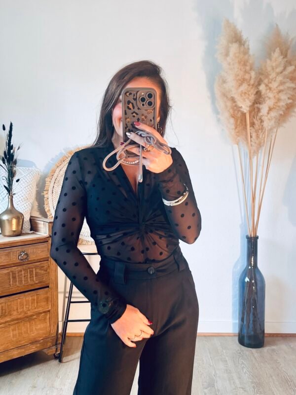 Body à pois en tulle noire Body à pois en tulle noire