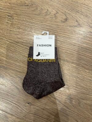 Chaussettes paillettes marron foncé - Modèle craquante
