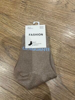 Chaussettes paillettes taupe - Modèle craquante