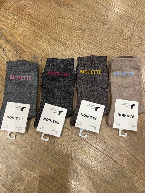 chaussettes paillettes bichette Chaussettes paillettes noires - Modèle bichette