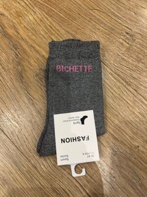 Chaussettes paillettes gris foncé - Modèle bichette