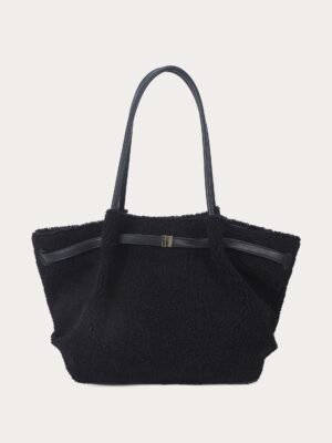 sac cabas noir en bouclette teddy