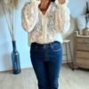 Blouse dentelle et broderie crème
