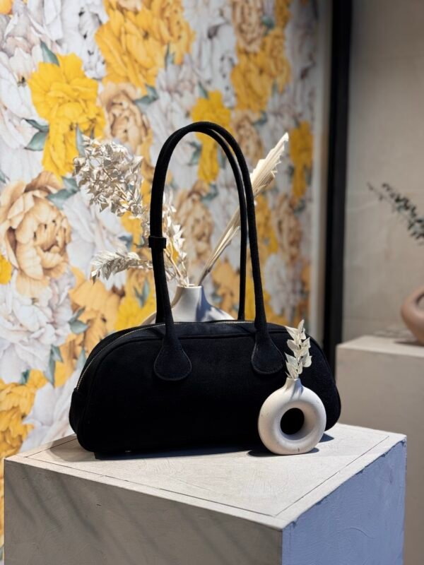 Sac en cuir daim noir – Modèle Bobby