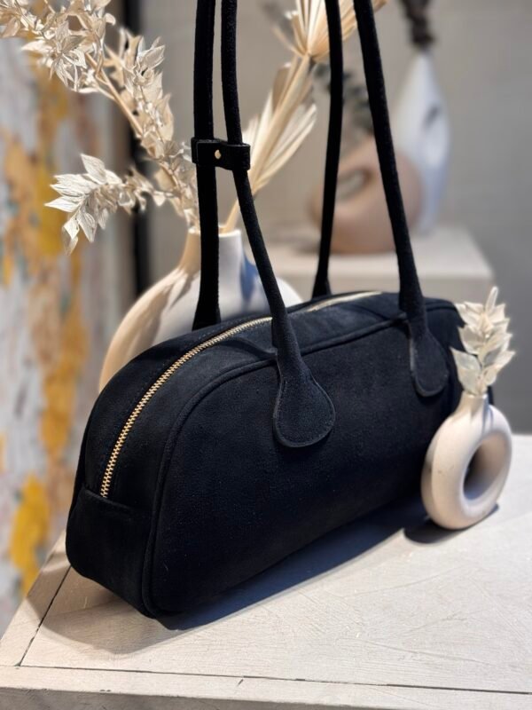 Sac en cuir daim noir – Modèle Bobby
