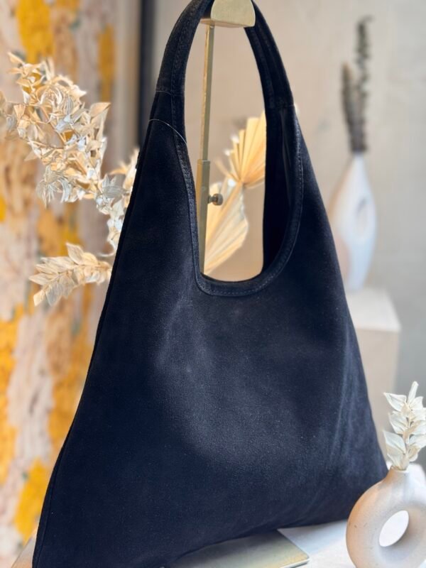 Sac en cuir daim noir – Modèle Lydia