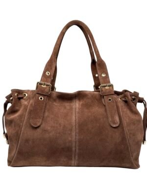 Sac cuir Suède lacet cognac small – Modèle Ruby
