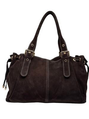 Sac cuir Suède lacet chocolat small – Modèle Ruby