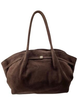 Sac shopping cuir Suède marron  – Modèle Kurtis