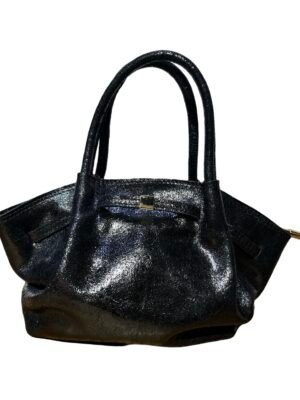 Sac à main cuir brossé noir mini – Modèle Jannet