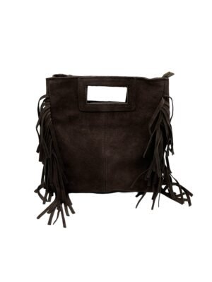 Sac à main à franges cuir daim marron – Modèle Marion