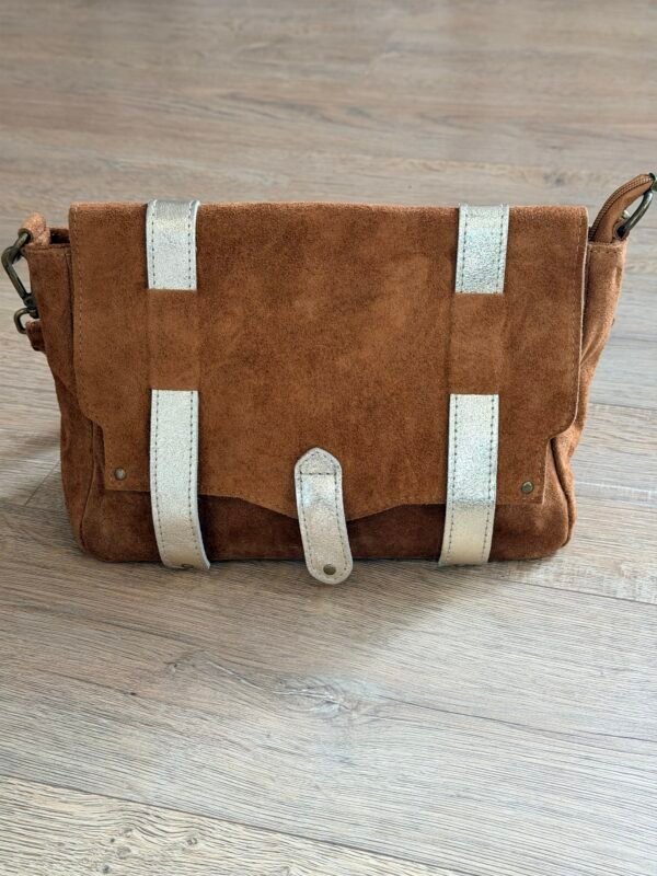 Sac cuir Suède camel  – Modèle Jane