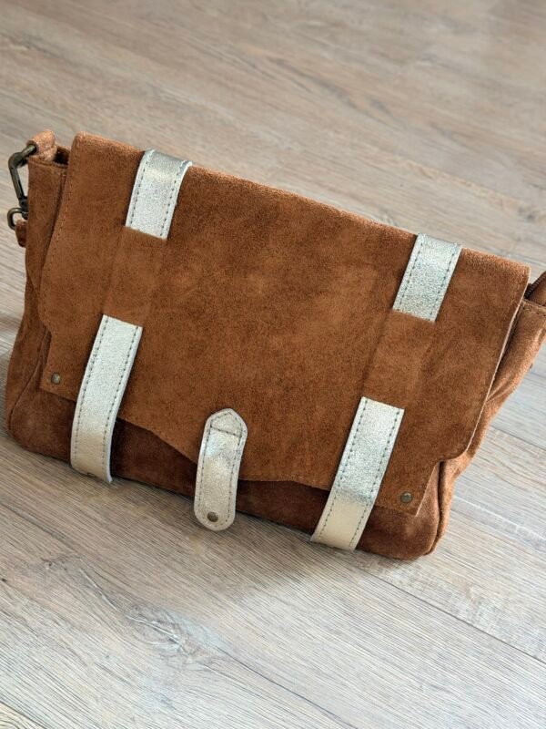 Sac cuir Suède camel  – Modèle Jane