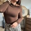Top Asymétrique marron - Modèle Blake