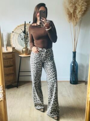 Jean Wide leg léopard  - Modèle Debby