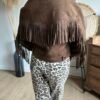 Veste en suédine à franges marron - Modèle Paula