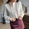 Chemise beige avec broderie - Modèle Gina