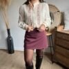 Jupe short portefeuille bordeaux - Modèle Queen