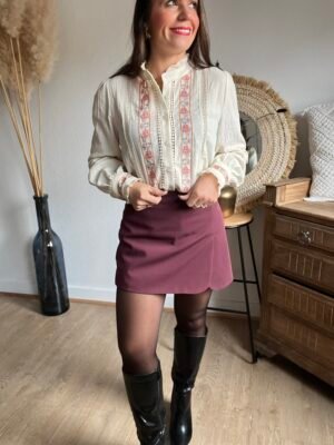 Jupe short portefeuille bordeaux - Modèle Queen