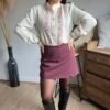 Jupe short portefeuille bordeaux - Modèle Queen