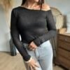 Top Manches Longues Asymétrique noir - Modèle Jackie