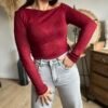 Top Manches Longues Asymétrique Bordeaux - Modèle Jackie