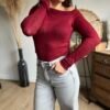 Top Manches Longues Asymétrique Bordeaux - Modèle Jackie