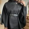 Cape noire ceinturée – Modèle Katty