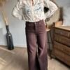 Jean Wide leg marron  - Modèle Augustine