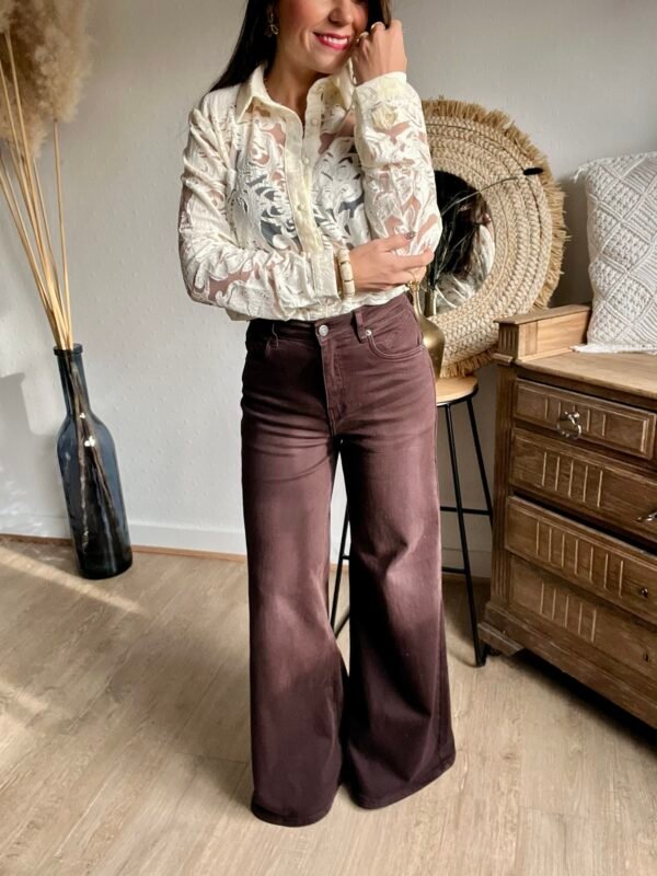 Jean Wide leg marron  - Modèle Augustine