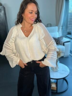 Blouse écru à volants - Modèle Charlotte