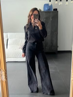 Jean palazzo noir - Modèle Ricky